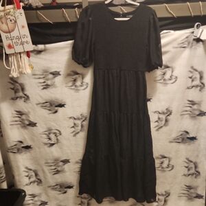Black Puff Sleeve Sundress for Casual Occasions